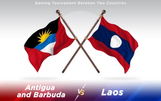 Antigua versus Laos Two Countries Flags - Illustration