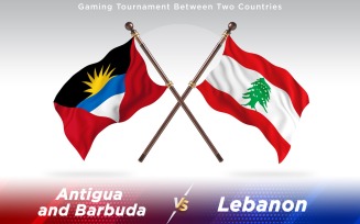 Antigua versus Lebanon Two Countries Flags - Illustration