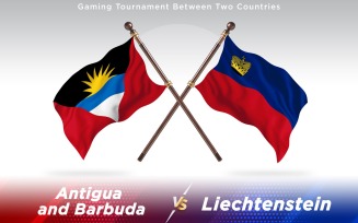 Antigua versus Liechtenstein Two Countries Flags - Illustration