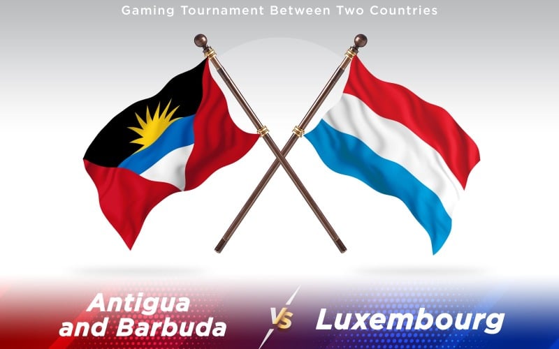Antigua versus Luxembourg Two Countries Flags - Illustration