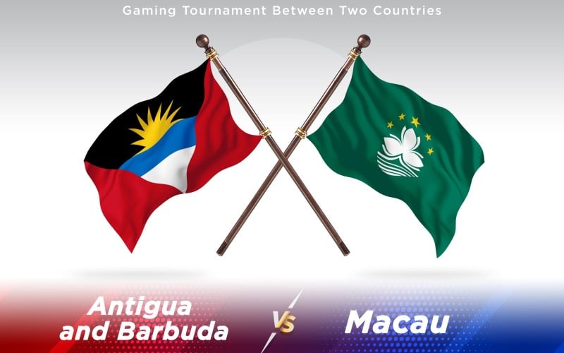 Antigua versus Macau Two Countries Flags - Illustration