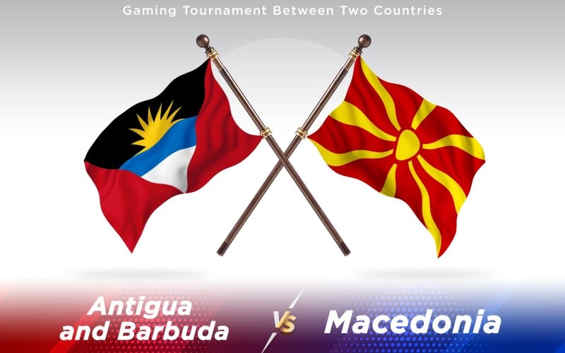 Antigua versus Macedonia Two Countries Flags - Illustration