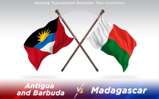 Antigua versus Madagascar Two Countries Flags - Illustration
