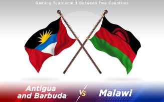 Antigua versus Malawi Two Countries Flags - Illustration