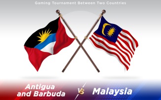 Antigua versus Malaysia Two Countries Flags - Illustration