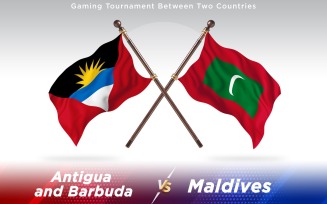 Antigua versus Maldives Two Countries Flags - Illustration