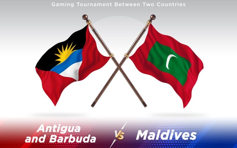 Antigua versus Maldives Two Countries Flags - Illustration