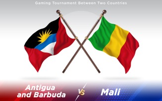 Antigua versus Mali Two Countries Flags - Illustration