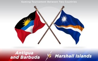 Antigua versus Marshall Islands Two Countries Flags - Illustration
