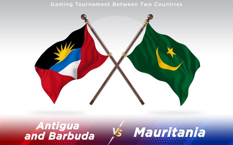 Antigua versus Mauritania Two Countries Flags - Illustration