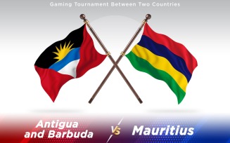 Antigua versus Mauritius Two Countries Flags - Illustration