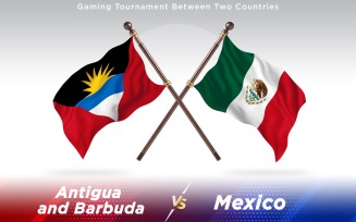 Antigua versus Mexico Two Countries Flags - Illustration