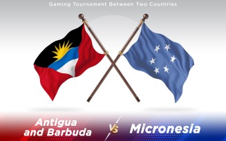 Antigua versus Micronesia Two Countries Flags - Illustration