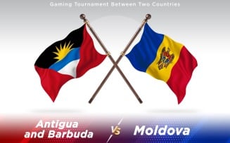 Antigua versus Moldova Two Countries Flags - Illustration