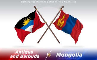 Antigua versus Mongolia Two Countries Flags - Illustration