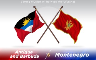 Antigua versus Montenegro Two Countries Flags - Illustration