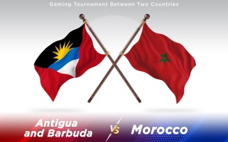 Antigua versus Morocco Two Countries Flags - Illustration