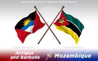 Antigua versus Mozambique Two Countries Flags - Illustration