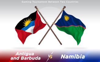 Antigua versus Namibia Two Countries Flags - Illustration