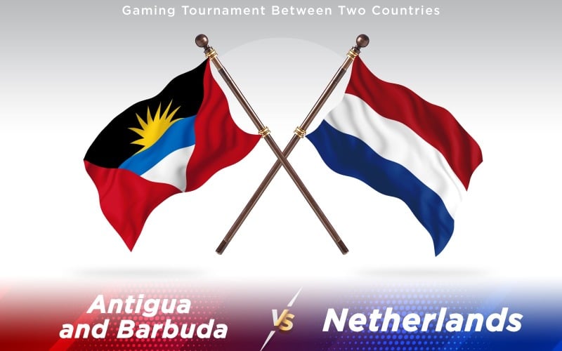 Antigua versus Netherlands Two Countries Flags - Illustration