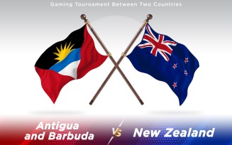 Antigua versus New Zealand Two Countries Flags - Illustration