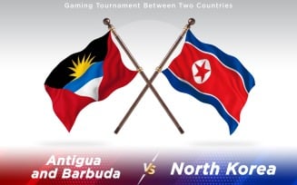 Antigua versus North Korea Two Countries Flags - Illustration