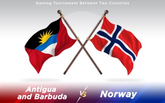 Antigua versus Norway Two Countries Flags - Illustration