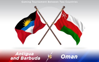 Antigua versus Oman Two Countries Flags - Illustration