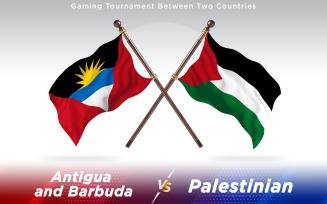 Antigua versus Palestinian Two Countries Flags - Illustration