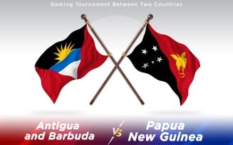 Antigua versus Papua New Guinea Two Countries Flags - Illustration