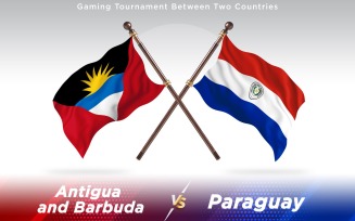 Antigua versus Paraguay Two Countries Flags - Illustration