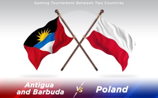 Antigua versus Poland Two Countries Flags - Illustration