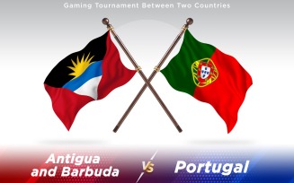 Antigua versus Portugal Two Countries Flags - Illustration