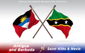 Antigua versus Saint Kitts & Nevis Two Countries Flags - Illustration