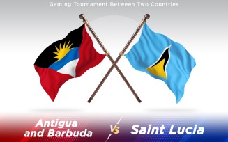 Antigua versus Saint Lucia Two Countries Flags - Illustration