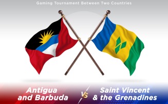 Antigua versus Saint Vincent & the Grenadines Two Countries Flags - Illustration