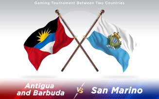 Antigua versus San Marino Two Countries Flags - Illustration