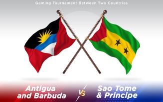 Antigua versus Sao Tome & Principe Two Countries Flags - Illustration