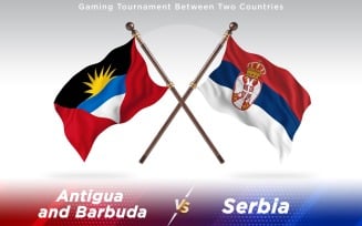 Antigua versus Serbia Two Countries Flags - Illustration