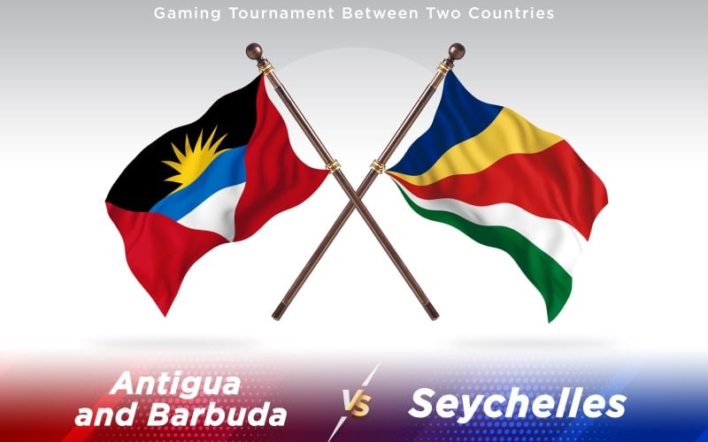 Antigua versus Seychelles Two Countries Flags - Illustration