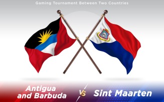 Antigua versus Sint Maarten Two Countries Flags - Illustration