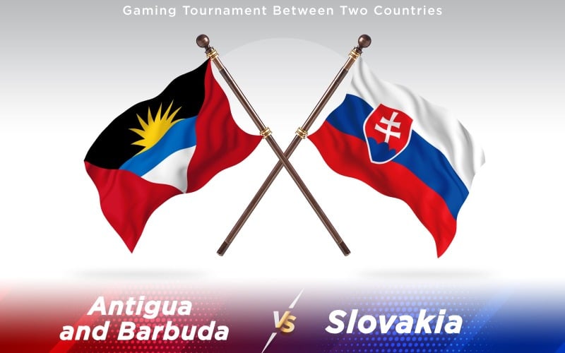 Antigua versus Slovakia Two Countries Flags - Illustration
