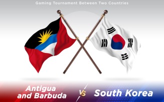 Antigua versus South Korea Two Countries Flags - Illustration