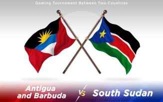 Antigua versus South Sudan Two Countries Flags - Illustration