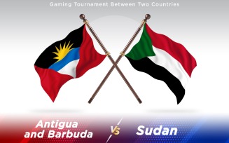 Antigua versus Sudan Two Countries Flags - Illustration