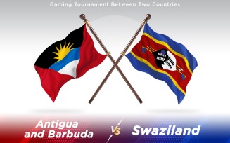 Antigua versus Swaziland Two Countries Flags - Illustration