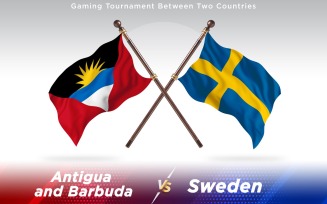 Antigua versus Sweden Two Countries Flags - Illustration