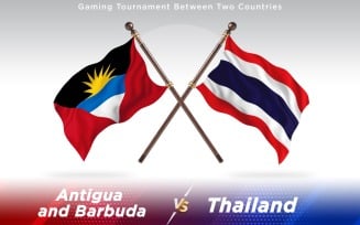 Antigua versus Thailand Two Countries Flags - Illustration