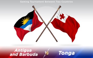 Antigua versus Tonga Two Countries Flags - Illustration