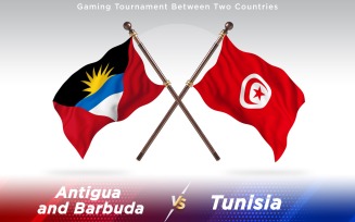 Antigua versus Tunisia Two Countries Flags - Illustration